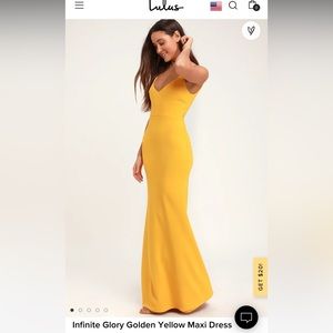 lulus worn once Infinite Glory Golden Yellow Maxi Dress